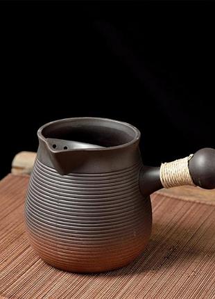 Чахай большой 650 мл с боковой ручкой черный аксессуар для чайной церемонии