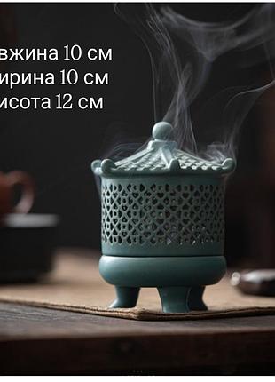 Курильница беседка зеленая стильный аксессуар для благовоний и ароматерапии с символом защиты и удачи