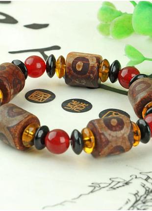 Браслет дзі п'ять триочних дзд, браслет із намистиною дзі, намистина дзи, талісман браслет, оберег, амулет