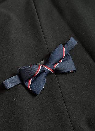 Краватка метелик синій у барвисто-балунку смужку