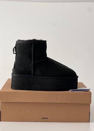 Ugg mini platrorm suede black уггі жіночі