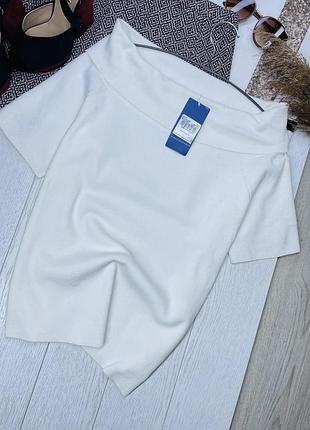 Нова в’язана блуза xxl tu блуза трикотажна біла блуза з відкидним коміром