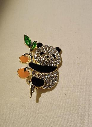 Женская стильная винтажная брошка панда