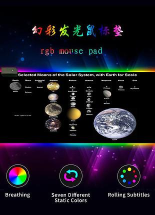 Килимок для миші voltronic planets scales 300*800 мм тканинний rgb підсвічування usb кабель 1,8 м килимо ve-33