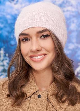 Женская шапка из ангоры "зои" (4982), пудра