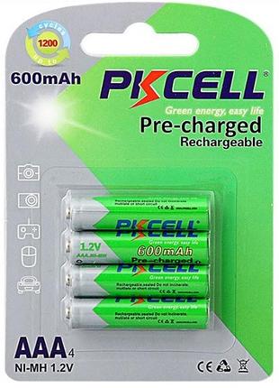 Аккумулятор pkcell 1.2v aaa 600mah nimh 4 шт готовые к использованию для плееров игрушек фонариков ve-33