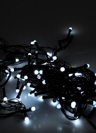 Гирлянда 100led свечка white 8 режимов 5 метров черная изоляция новогоднее украшение для дома светодиодн ve-33