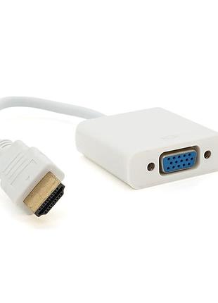 Конвертер hdmi на vga 10 см 4k/2k белый переходник для ноутбука телевизора проектора адаптер ve-33