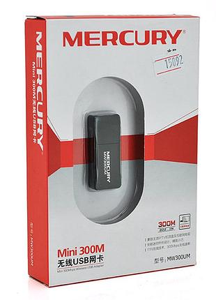 Беспроводной usb wi-fi адаптер mercury mini mw300um 300 мбит с поддержкой windows 10 8 7 для игр и поток ve-33