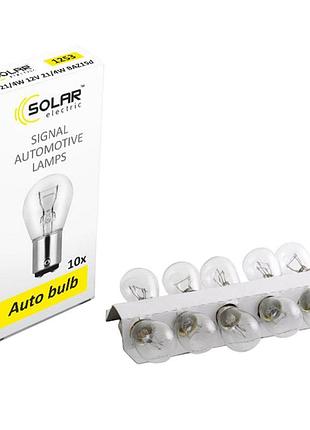 ☛☇лампа накаливания solar p21/4w 12v 21/4w baz15d белая для автомобиля замена штатных ламп 10 шт ve-33