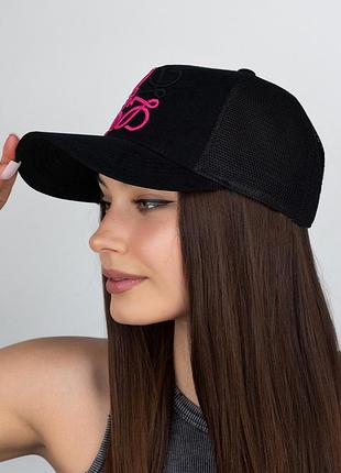 Кепка - трекерка унисекс с сеткой "mystic "(1533-1), черный + малиновый/черный