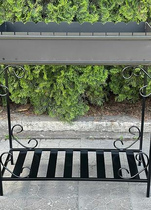 Мангал з дровницею на 12 шампурів з металу 4 мм термостійкий з жаровнею і полицею для дров