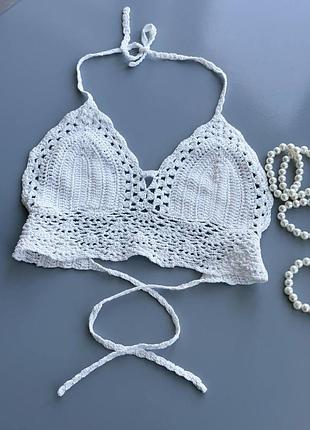 Ажурний білий топ