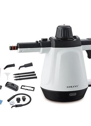 Пароочиститель ручной sokany 1200 вт с насадками, отпариватель для кухни, мебели и ванной, паровая чистка