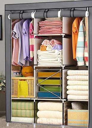 Складной каркасный тканевый шкаф storage wardrobe 88130, шкаф на три секции 130*45*175 bf