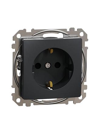 Розетка с заземлением с шторками черная [sdd114022] abs-uv sedna design&element шнейдер электрик