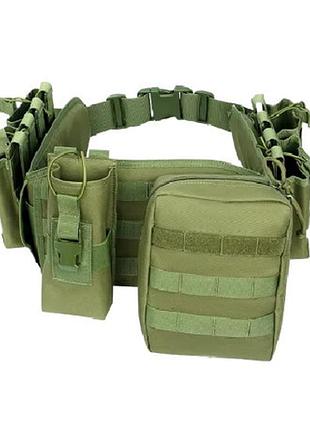 Пояс разгрузочный yakeda цвет олива тактический с подсумками