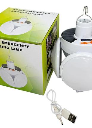 Лампа на аккумуляторе + солнечная батарея с подвеской лед led solar emergency charging lamp ромашка
