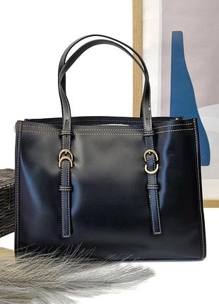 Сумка тоут натуральная кожа черный арт.272 black vivaverba україна - (китай)