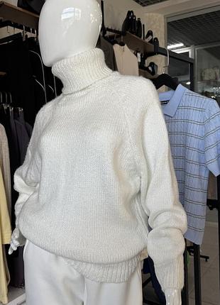 Светр з горловиною білий молочний вʼязаний теплий жіночий турецький