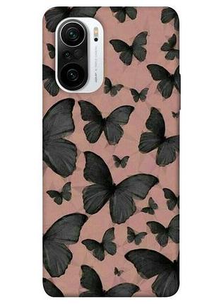 Чохол з принтом для xiaomi redmi k40 pro+, f3 для ксяомі ксіомі редмі к40 про +, поко ф3 метелики