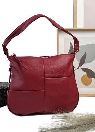Жіноча сумка-мішок натуральна шкіра бордовий арт.8352 winered vivaverba україна — (54)