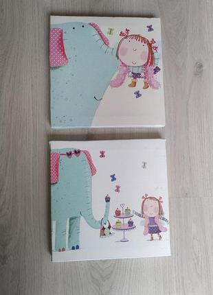 Набор картин для детской комнаты слон девочка кукла слоник картина декор