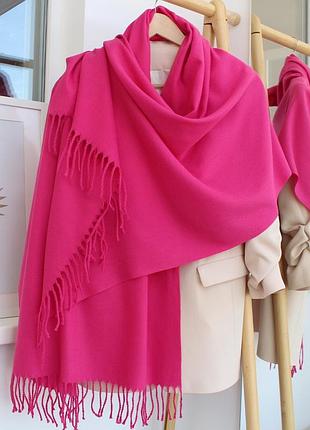 Кашеміровий однотонний шарф "жасмін" фуксія 104031