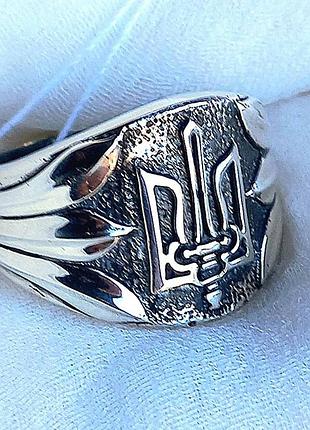 Герб україни тризуб із мечем срібний патріотичний персень 20