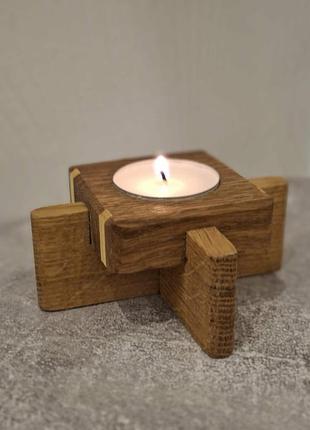 Дубовый подсвечник • ручная работа • натуральное дерево • свеча в наборе