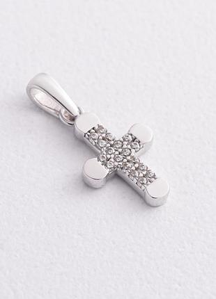 Крестик в белом золоте (фианиты) п04052