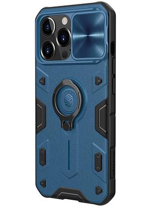 Tpu+pc чехол nillkin camshield armor no logo (шторка на камеру) для apple iphone 13 pro max (6.7") синий ptr