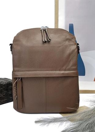 Сумка рюкзак натуральная кожа коричневый арт.99112 brown vivaverba україна - (китай)