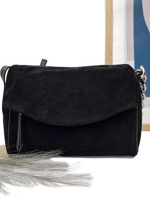 Стильная женская сумка натуральная замша черный арт.f8553 black vivaverba україна - (китай)