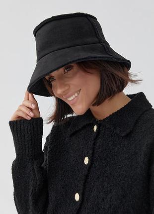 Женская демисезонная панама из экозамши цвет черный размер s fl_000813