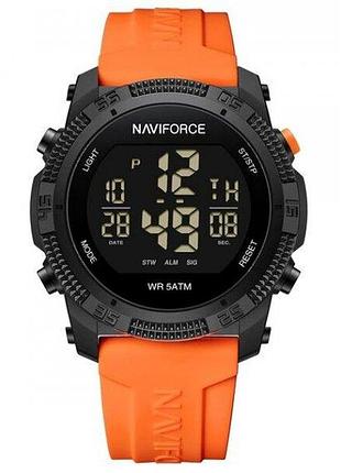 Часы мужские наручные naviforce europe тактические кварцевые с будильником и секундомером черные оранжев ve-33