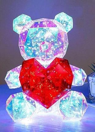 Ночник 3d «медвежонок с сердцем», голографический эффект, (30×24 см) ptr
