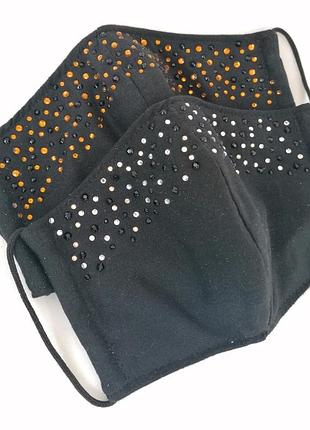 Красива маска зі стразами багаторазова тришарова захисна тканинна бавовна жіноча дитяча підліткова серб