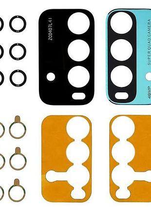 Скло камери для xiaomi redmi 9t (комплект 3 шт.) з зеленою рамкою