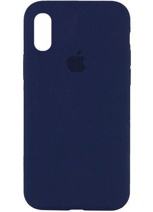 Чехол silicone case full protective (aa) для apple iphone xr (6.1") голубой / blue синій / deep navy ptr