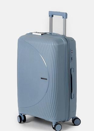 Середня пластикова валіза tourist 608-2-gb блакитна