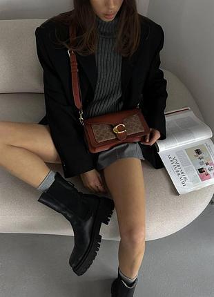 Сoach tabby shoulder bag signature canvas brown/beige[крафтова коробка] 26x14x7