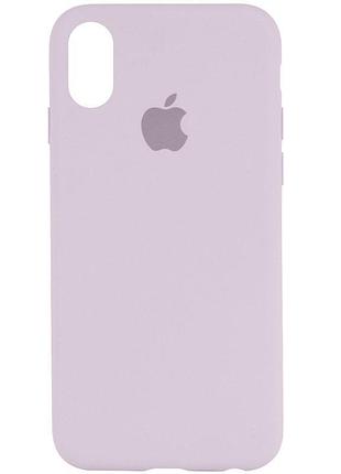 Чехол silicone case full protective (aa) для apple iphone x / xs (5.8") розовый / light pink бузковий / lilac ptr