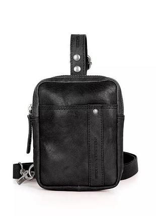 Нагрудная слинг сумка натуральная кожа черный арт.69551b00 black spikes&sparrow голландія