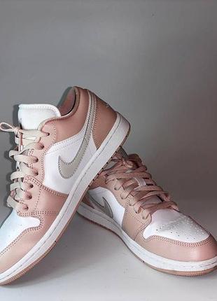 Кеды, кроссовки air jordan 1 low / white / pink oxford-sail / eu 41