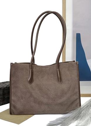 Сумка тоут натуральна замша моко арт.89-6812-1 coffee vivaverba україна — (54)