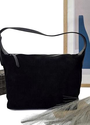 Сумка-мешок натуральная замша черный арт.990168 black vivaverba україна - (китай)