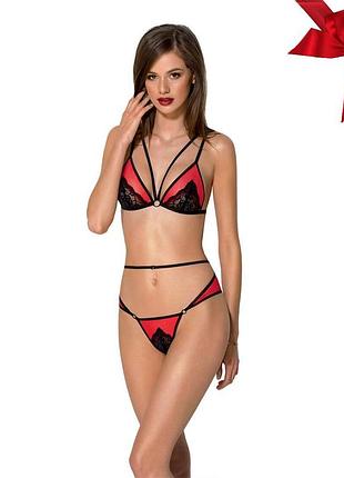 Комплект белья passion peonia set s/m red, бра, трусики so8467