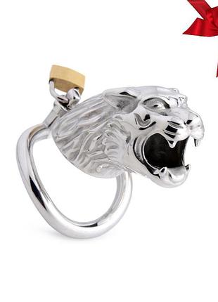 Клітка для пеніса master series: tiger king cock cage with lock, три кільця, замок, три ключі