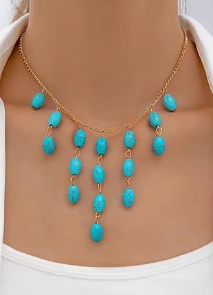 Украшение бирюзовые камни в ретро стиле